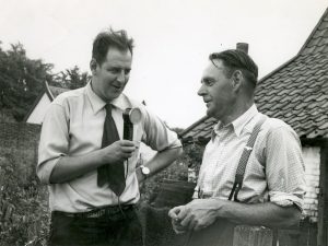Peter Kennedy interviewing Edgar Button.Thebburton, Suffolk, 1956 [PR0925]